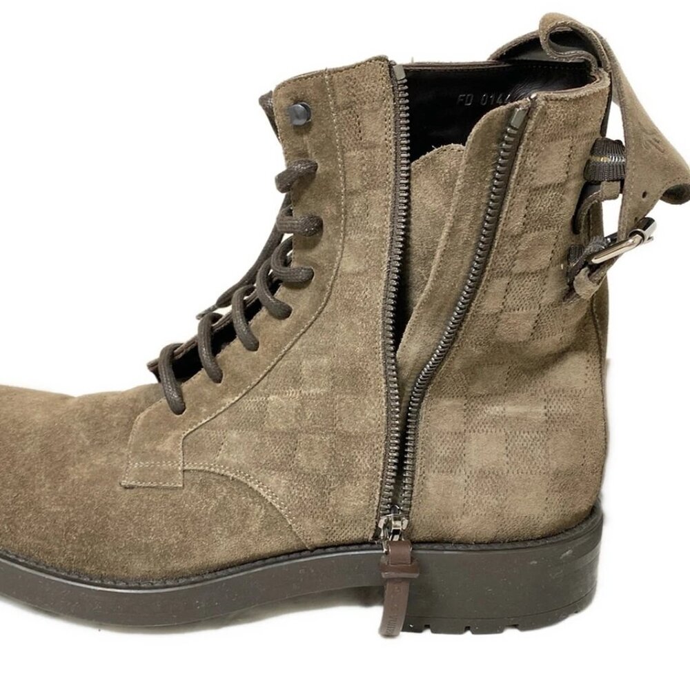 LOUIS VUITTON - Khaki Brown Men's Boots Suede 375-053125 - Picture 3 of 7